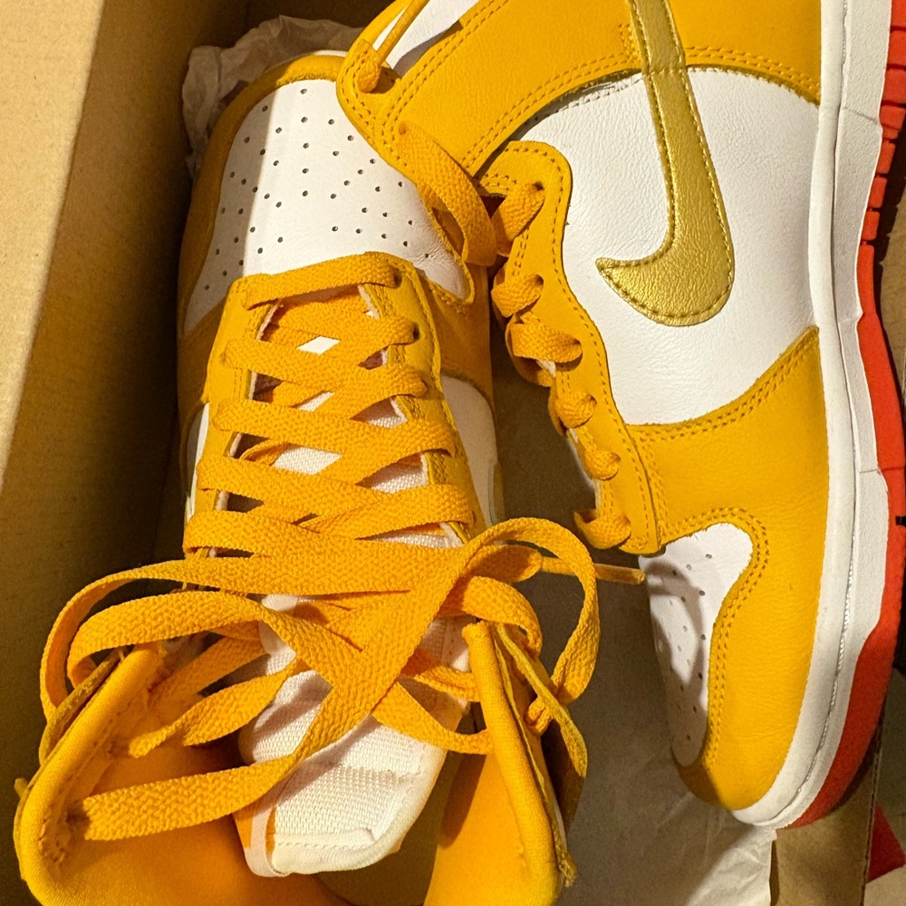 Nike Kids Gold and White High-Top Sneakers